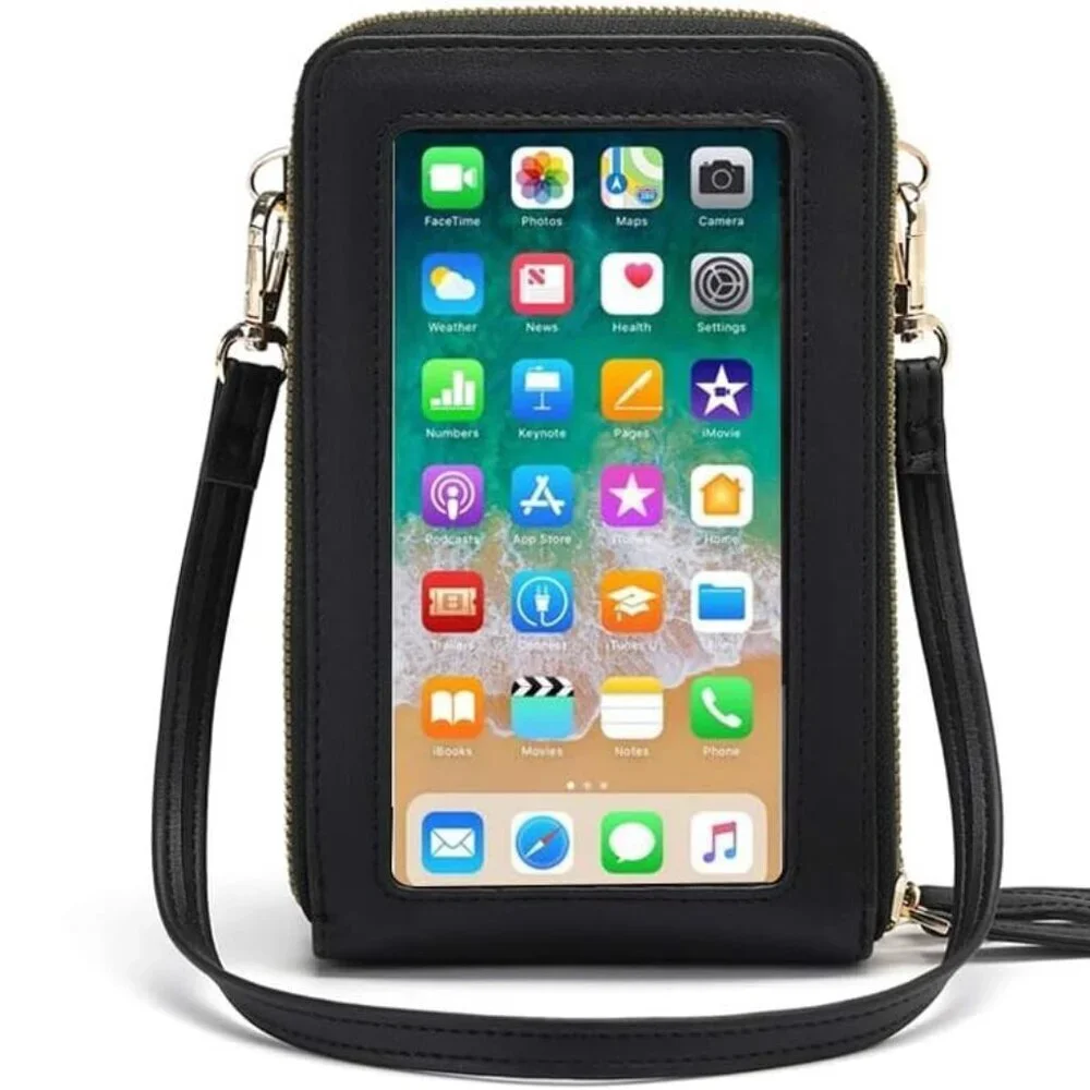 Touch Screen Crossbody Purse for Women Leather RFID Blocking Organizer